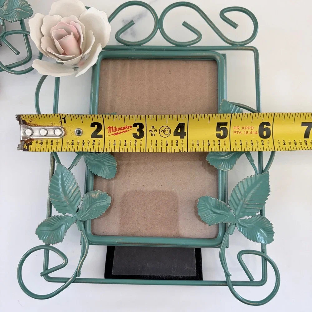Vintage 1997 Dennis East Metal Rose Picture Frames Set of 3 Teal Cottagecore 3x5